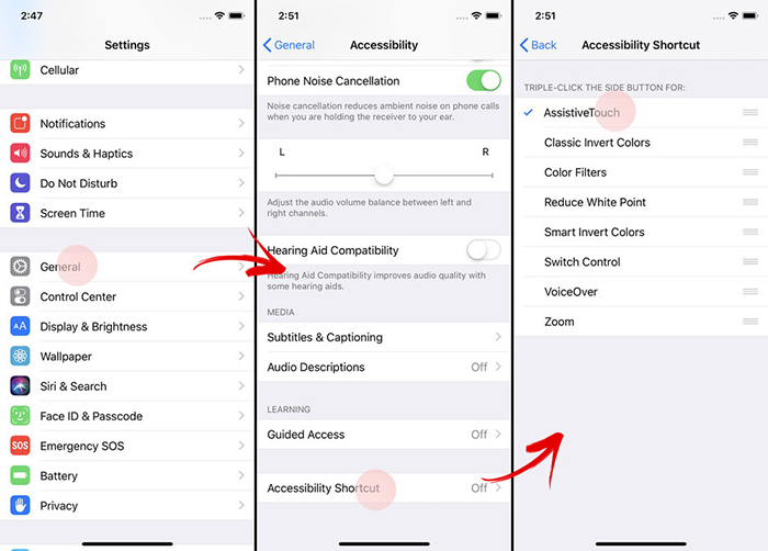  گوشی iPhone XS یا iPhone XR General → Accessibility → Assistive Touch