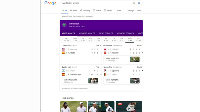 چگونه در گوگل تنیس بازی کنیم؟