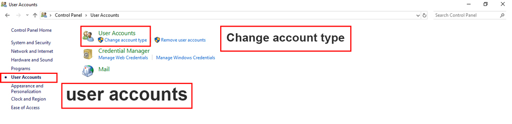 Change user account control settings را بزنید.