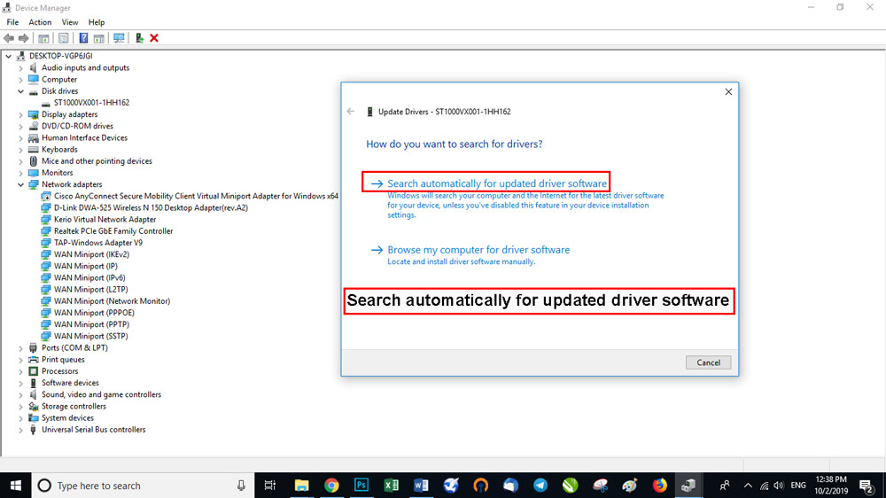 این بار از پنجره پیش روی، گزینه Search automatically for updated driver software را انتخاب کنید.