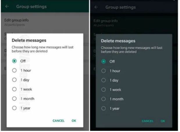 قابلیت جدید زمان‌بندی پاک کردن پیام‌ها در واتساپ