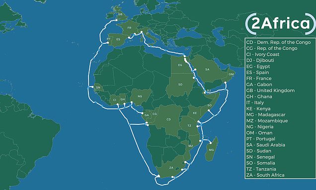 اینترنت برای 1.3 میلیارد آفریقایی با کابل زیردریایی فیس‌بوک و چاینا موبایل