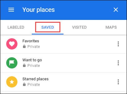 ذخیره مکان های محبوب روی google maps