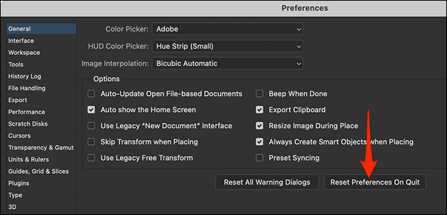 ریست کردن تنظیمات Adobe Photoshop