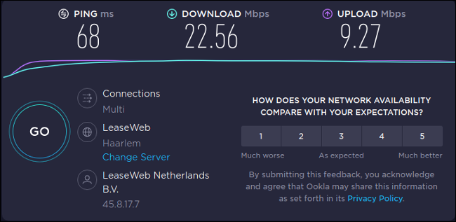 اطلاع از سرعت اینترنت در هنگام استفاده از vpn
